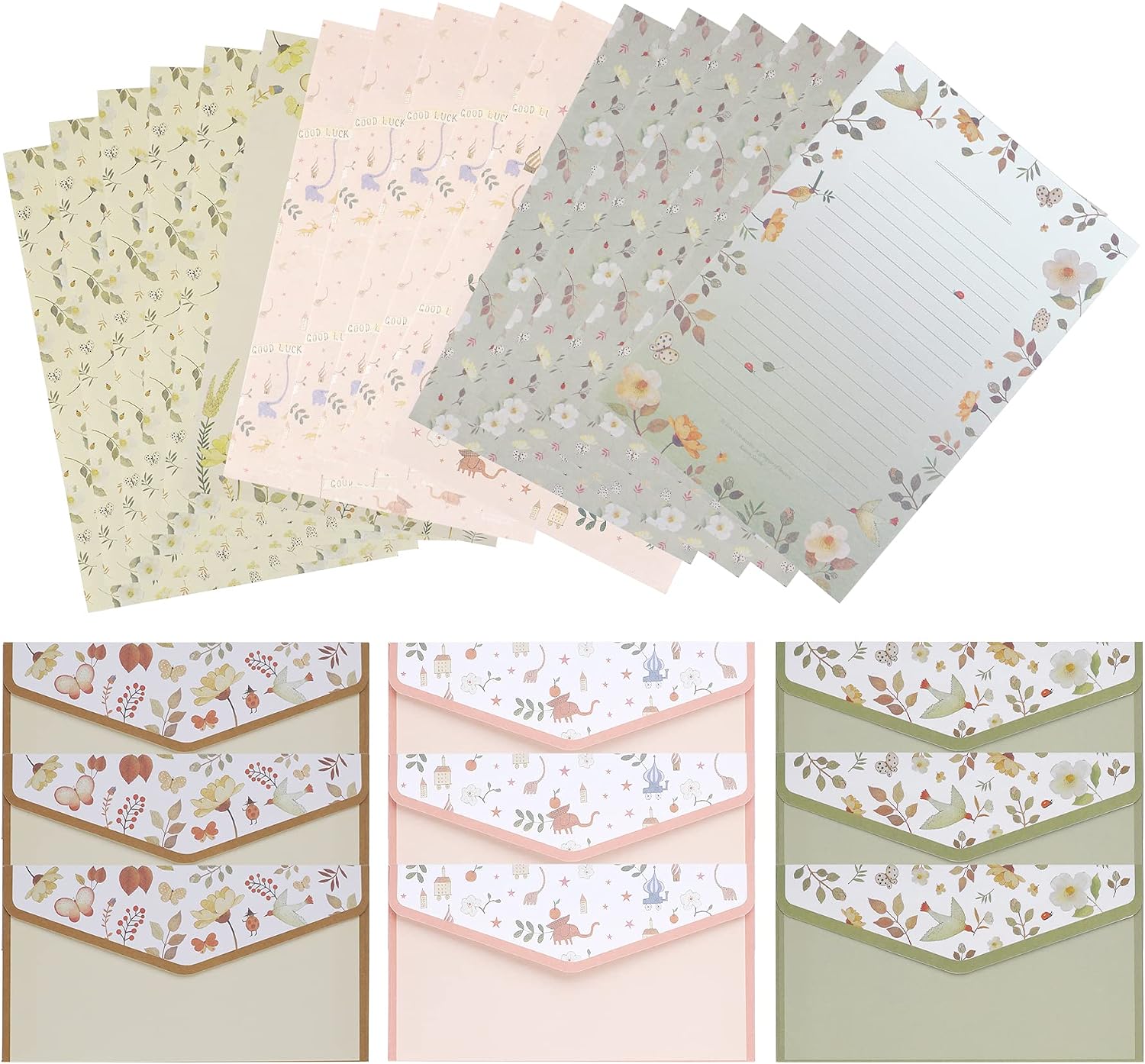27Pcs Stationery Paper and Envelopes Set, Floral Stationery Set