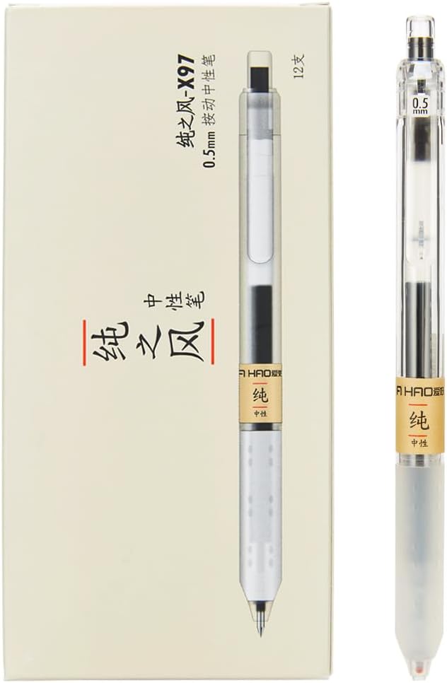 czxwyst X97 Retractable Gel Ink Pens 0.5mm Fine Point (Black Color 12-Pack)