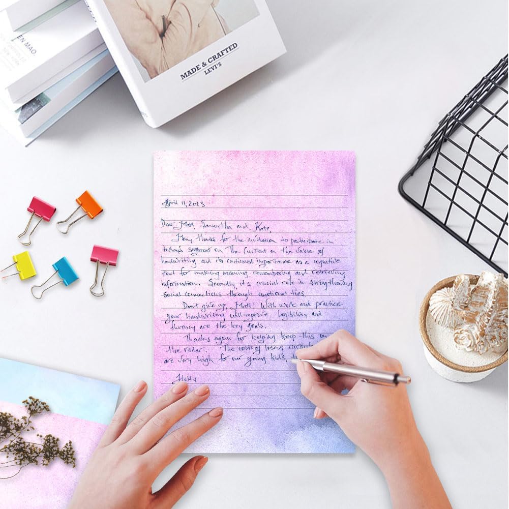 TEETOOKEA 72 Pieces Watercolor Stationery Set with Envelopes, 5.5×8.25 Inch