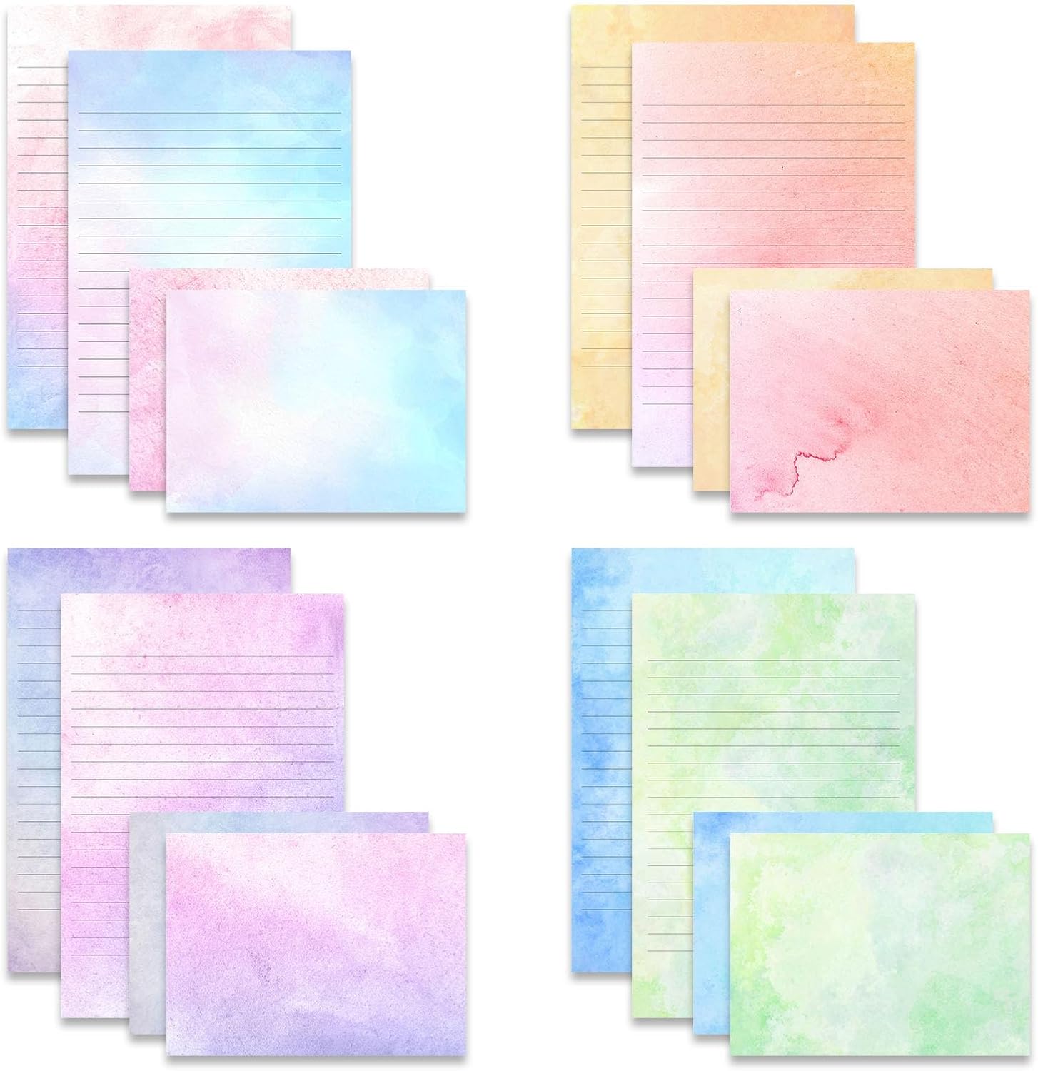 TEETOOKEA 72 Pieces Watercolor Stationery Set with Envelopes, 5.5×8.25 Inch